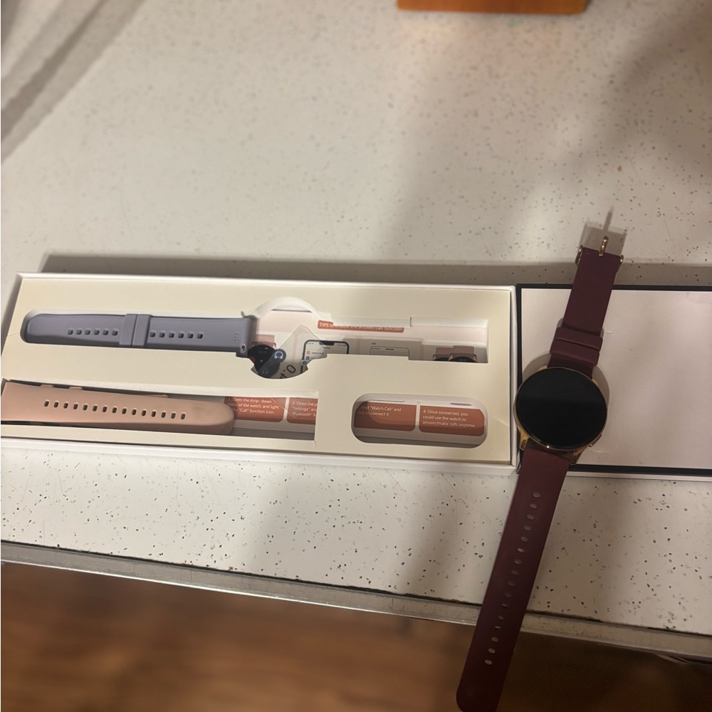 Stylish Burgundy Smartwatch with Extra Bands